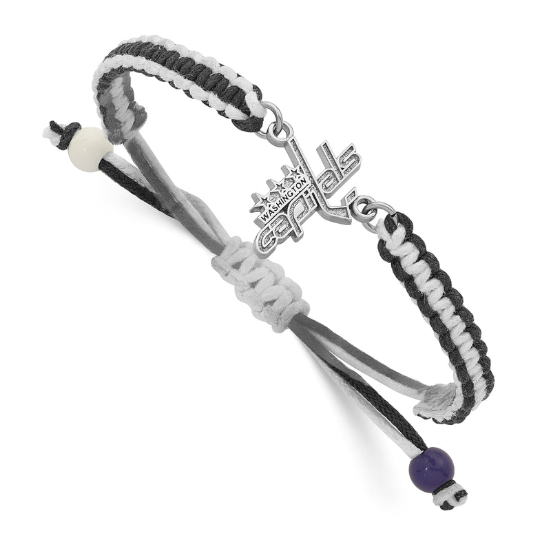 Stainless Steel NHL LogoArt Washington Capitals Adjustable Cord Bracelet