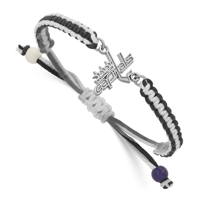 Stainless Steel NHL LogoArt Washington Capitals Adjustable Cord Bracelet