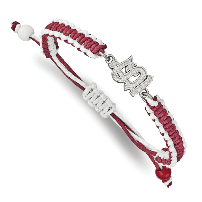 Stainless Steel Major League Baseball LogoArt St. Louis Cardinals Adjustable Cord Bracelet