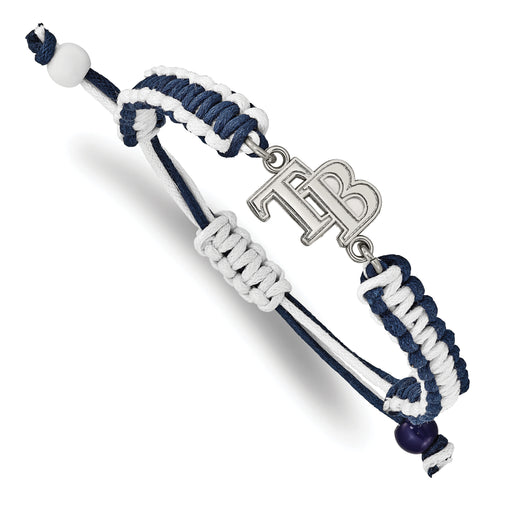 Stainless Steel Major League Baseball LogoArt Tampa Bay Rays Adjustable Cord Bracelet