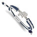 Stainless Steel Major League Baseball LogoArt Tampa Bay Rays Adjustable Cord Bracelet
