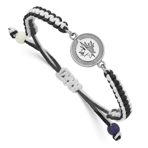 Stainless Steel NHL LogoArt Winnipeg Jets Adjustable Cord Bracelet