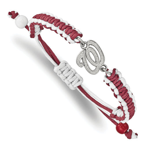 Stainless Steel Major League Baseball LogoArt Washington Nationals Adjustable Cord Bracelet