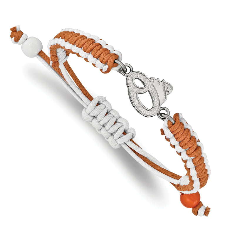 Stainless Steel Major League Baseball LogoArt Baltimore Orioles Adjustable Cord Bracelet