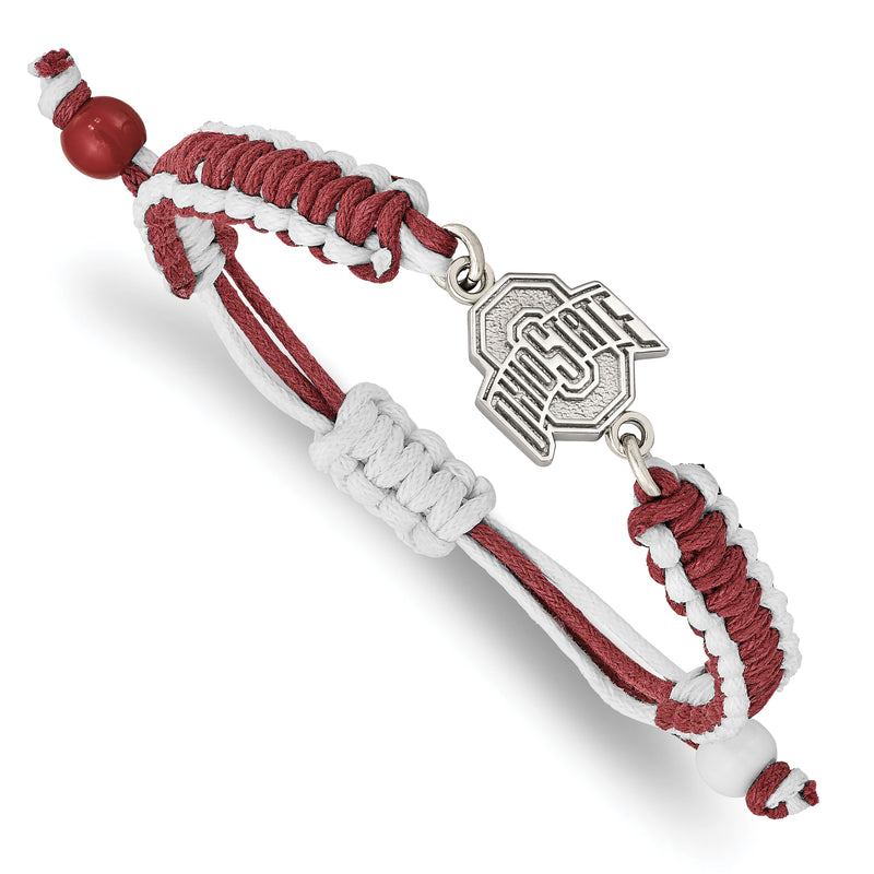 Stainless Steel LogoArt The Ohio State University Adjustable Cord Bracelet