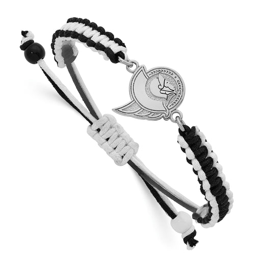 Stainless Steel NHL LogoArt Ottawa Senators Adjustable Cord Bracelet