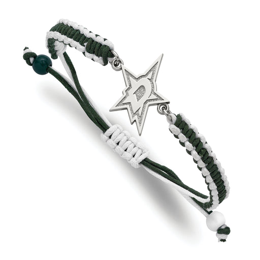Stainless Steel NHL LogoArt Dallas Stars Adjustable Cord Bracelet