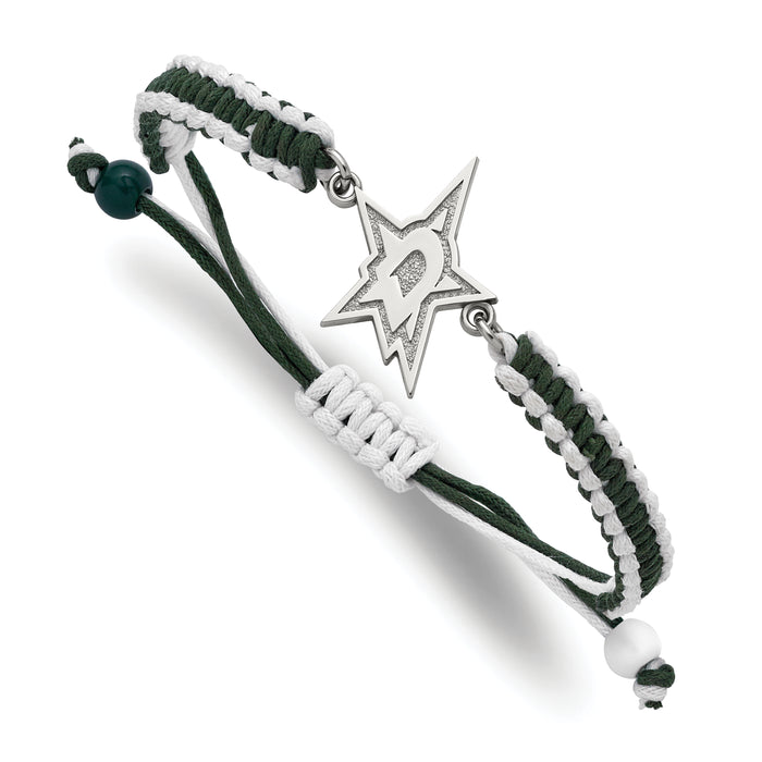 Stainless Steel NHL LogoArt Dallas Stars Adjustable Cord Bracelet