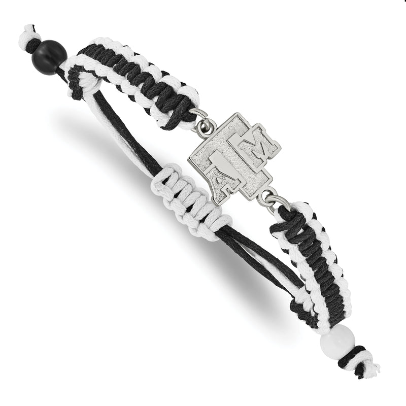 Stainless Steel LogoArt Texas A and M University Adjustable Cord Bracelet