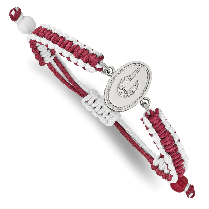 Stainless Steel LogoArt University of Georgia Letter G Adjustable Cord Bracelet