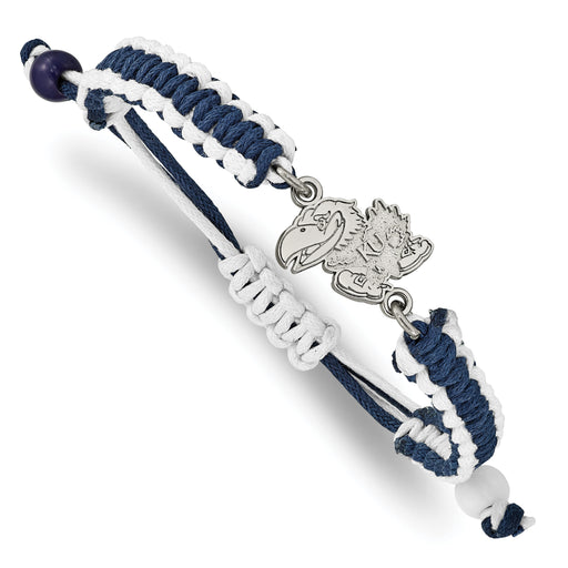 Stainless Steel LogoArt University of Kansas Jayhawk Adjustable Cord Bracelet