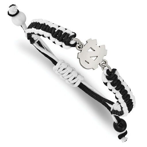Stainless Steel LogoArt University of North Carolina N-C Adjustable Cord Bracelet