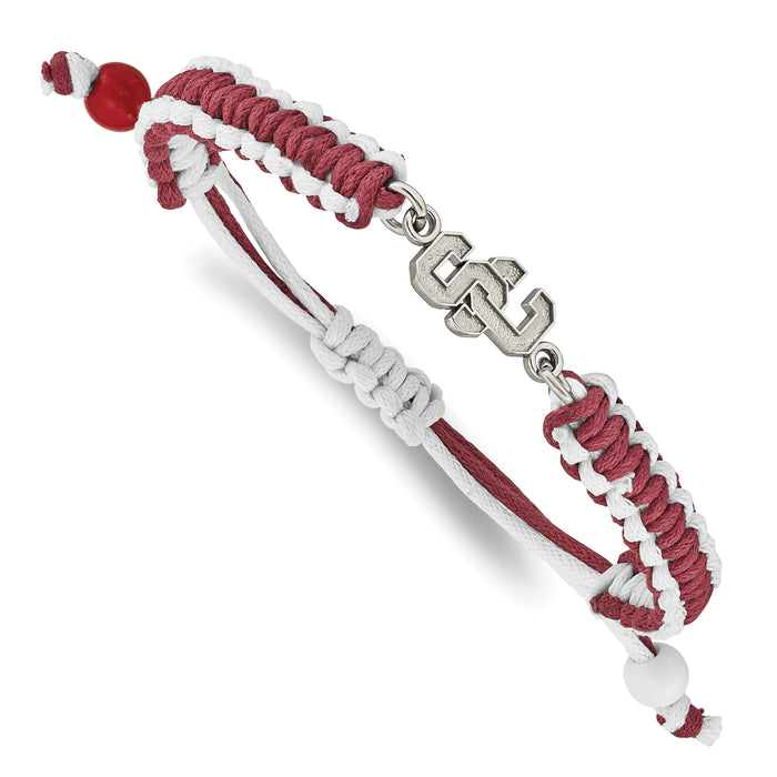 Stainless Steel LogoArt University of Southern California S-C Adjustable Cord Bracelet