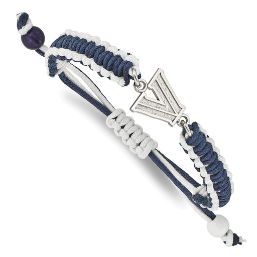Stainless Steel LogoArt Villanova University Letter V Adjustable Cord Bracelet