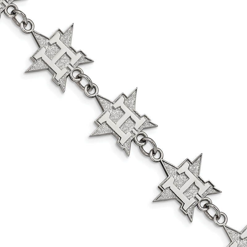 Stainless Steel Major League Baseball LogoArt Houston Astros w/1.5in ext Bracelet