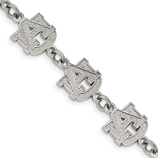 Stainless Steel LogoArt Auburn University A-U Link 6.5 inch Bracelet with 1.5 inch Extender