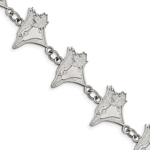 Stainless Steel Major League Baseball LogoArt Toronto Blue Jays Link w/1.5in ext Bracelet