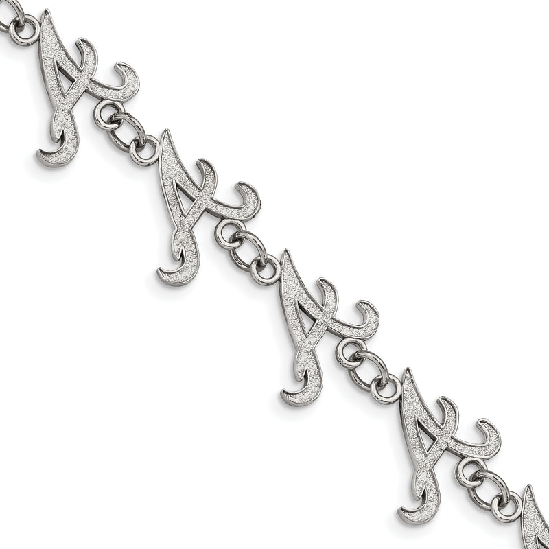 Stainless Steel Major League Baseball LogoArt Atlanta Braves Link w/1.5in ext Bracelet
