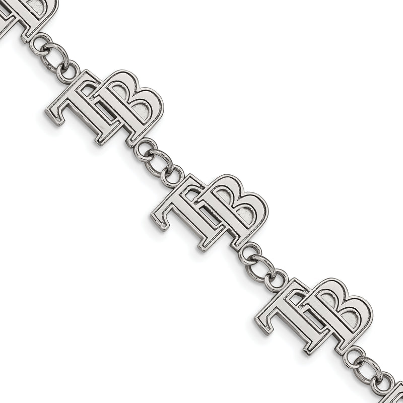 Stainless Steel Major League Baseball LogoArt Tampa Bay Rays Link w/1.5in ext Bracelet
