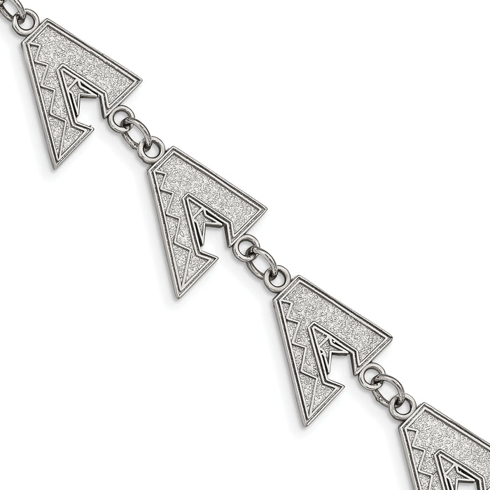 Stainless Steel Major League Baseball LogoArt Arizona Diamondbacks Link Bracelet