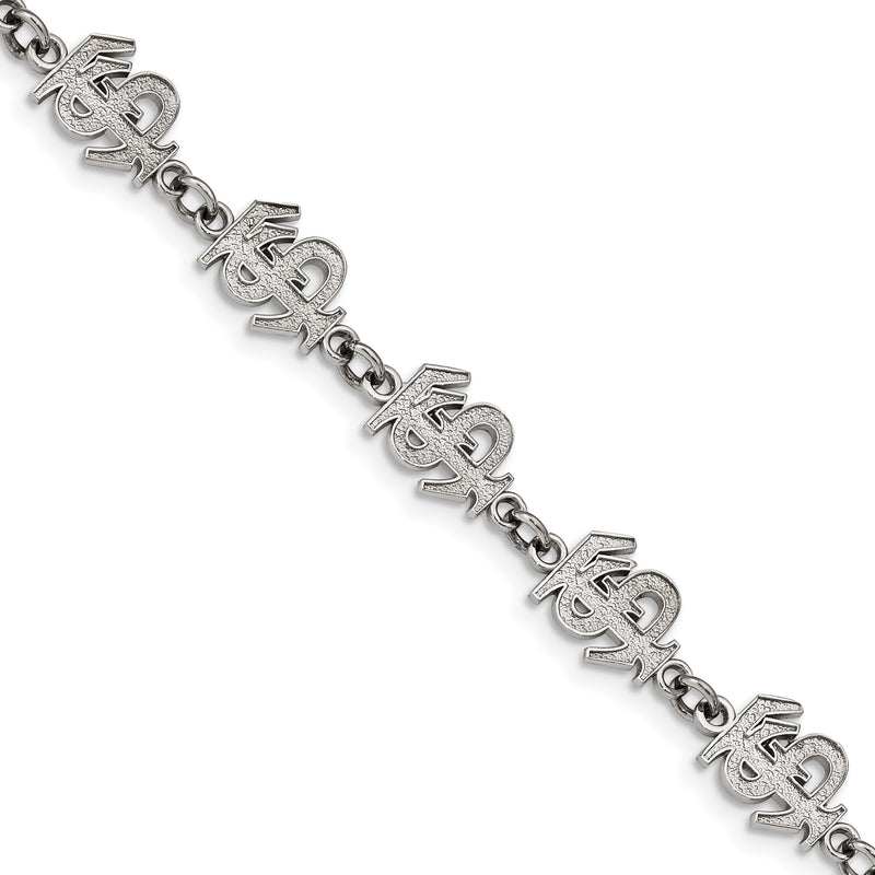 Stainless Steel LogoArt Florida State University F-S Link 7 inch Bracelet with 1.5 inch Extender