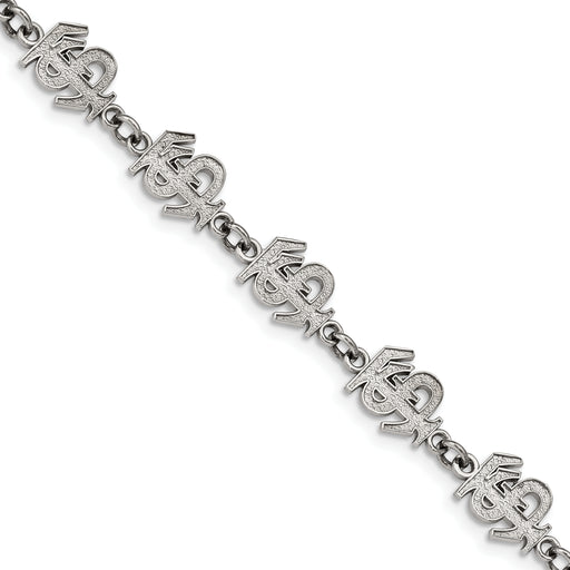 Stainless Steel LogoArt Florida State University F-S Link 7 inch Bracelet with 1.5 inch Extender