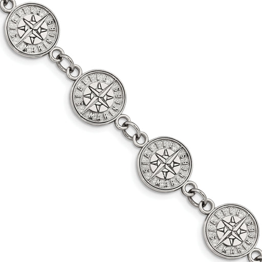 Stainless Steel Major League Baseball LogoArt Seattle Mariners Link w/1.5in ext Bracelet