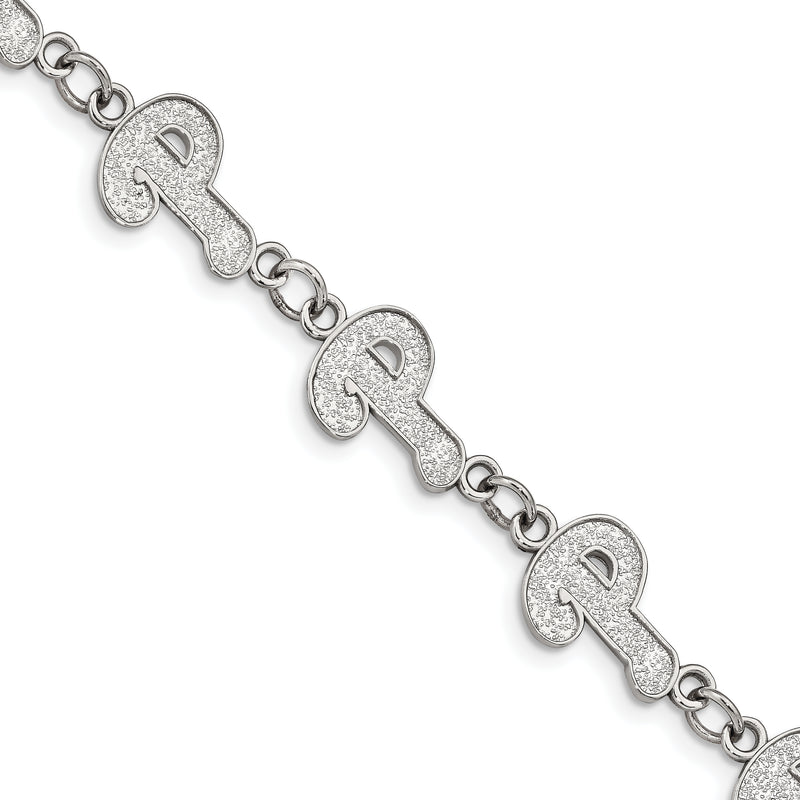 Stainless Steel Major League Baseball LogoArt Philadelphia Phillies w/1.5in ext Bracelet