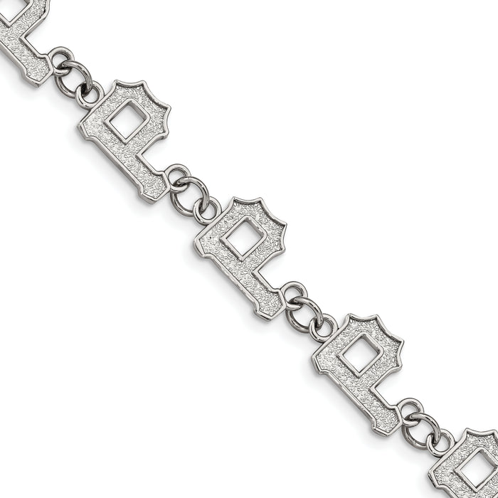 Stainless Steel Major League Baseball LogoArt Pittsburgh Pirates Link w/1.5in ext Bracelet