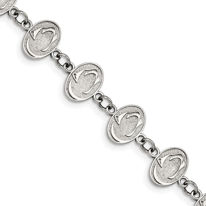 Stainless Steel LogoArt Penn State University Lion Link 6.75 inch Bracelet with 1.5 inch Extender