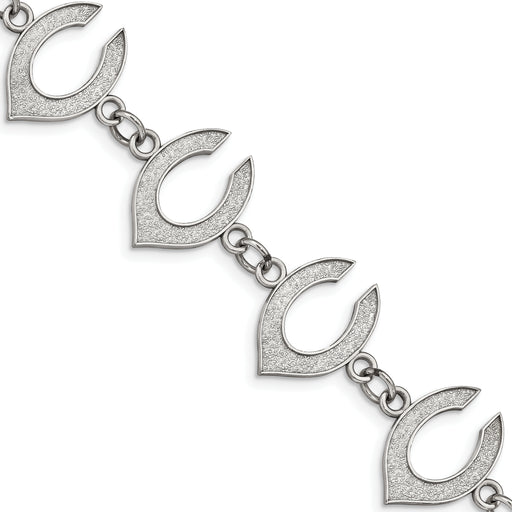 Stainless Steel Major League Baseball LogoArt Cincinnati Reds Letter C Link Bracelet