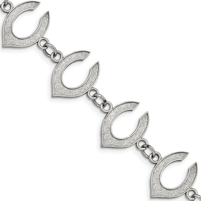 Stainless Steel Major League Baseball LogoArt Cincinnati Reds Letter C Link Bracelet