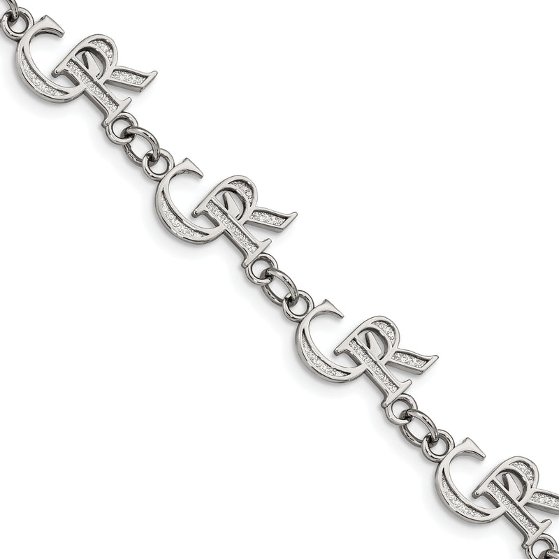 Stainless Steel Major League Baseball LogoArt Colorado Rockies C-R Link Bracelet