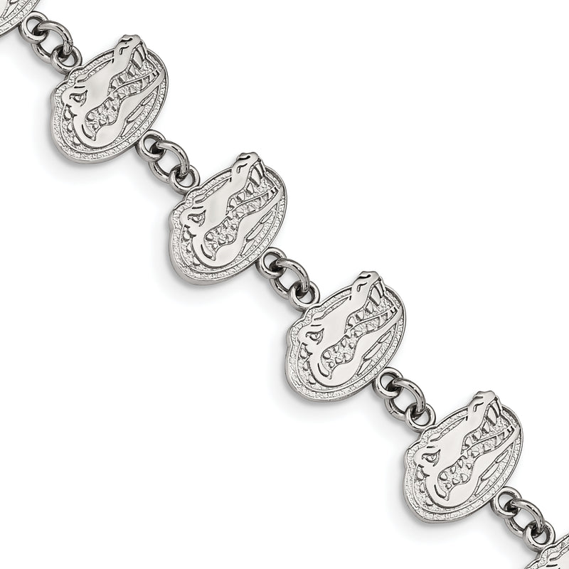 Stainless Steel LogoArt University of Florida Gator Link 7 inch Bracelet with 1.5 inch Extender