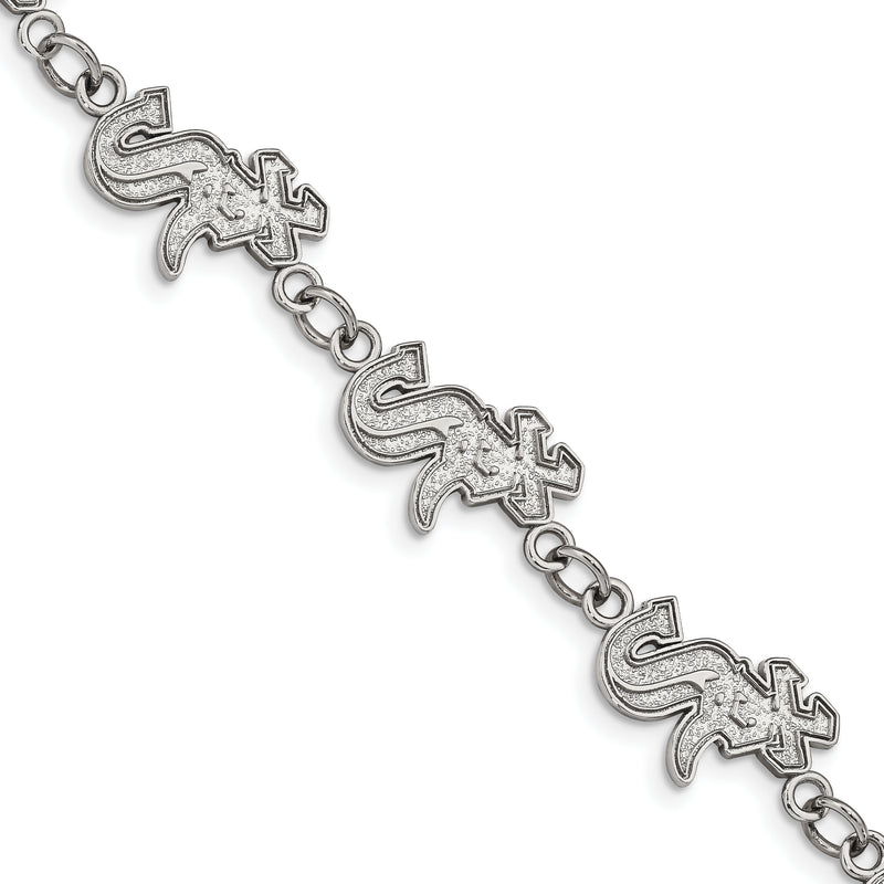 Stainless Steel Major League Baseball LogoArt Chicago White Sox Logo Bracelet