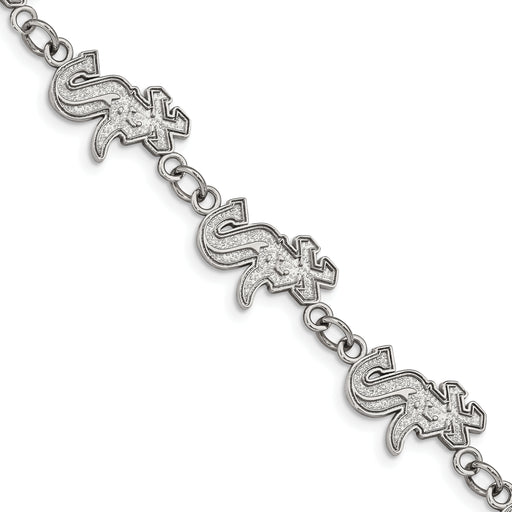 Stainless Steel Major League Baseball LogoArt Chicago White Sox Logo Bracelet