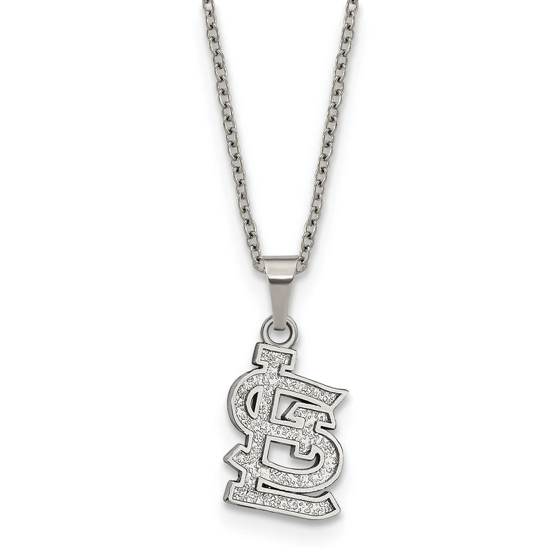 Stainless Steel Major League Baseball LogoArt St. Louis Cardinals w/2in ext Pendant Necklace