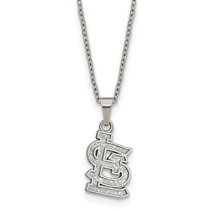 Stainless Steel Major League Baseball LogoArt St. Louis Cardinals w/2in ext Pendant Necklace