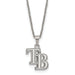 Stainless Steel Major League Baseball LogoArt Tampa Bay Rays w/2in ext Pendant Necklace