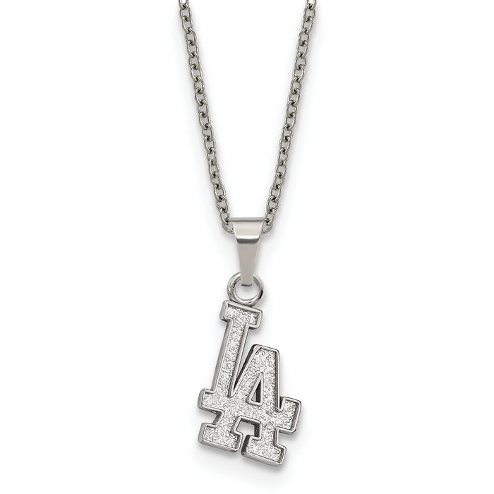Stainless Steel Major League Baseball LogoArt Los Angeles Dodgers Pendant Necklace