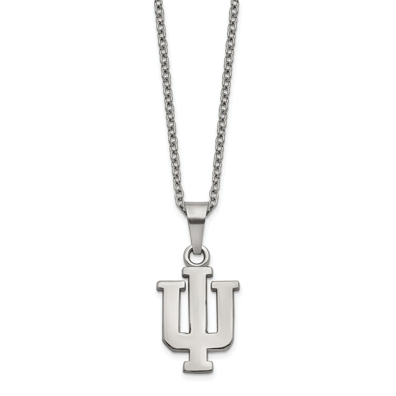 Stainless Steel LogoArt Indiana University I-U Pendant 18 inch Necklace with 2 inch Extender
