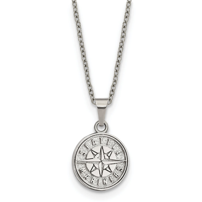 Stainless Steel Major League Baseball LogoArt Seattle Mariners w/2in ext Pendant Necklace
