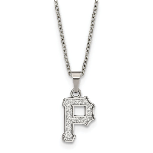 Stainless Steel Major League Baseball LogoArt Pittsburgh Pirates w/2in ext Necklace