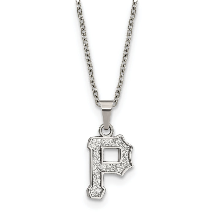 Stainless Steel Major League Baseball LogoArt Pittsburgh Pirates w/2in ext Necklace