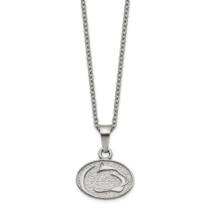 Stainless Steel LogoArt Penn State University Lion Pendant 18 inch Necklace with 2 inch Extender