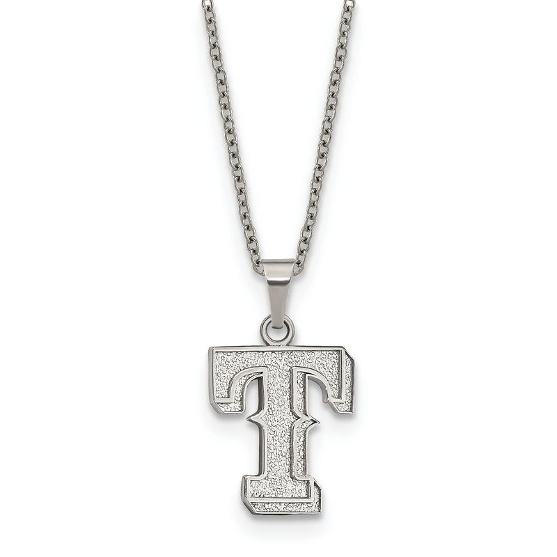 Stainless Steel Major League Baseball LogoArt Texas Rangers w/2in ext Pendant Necklace