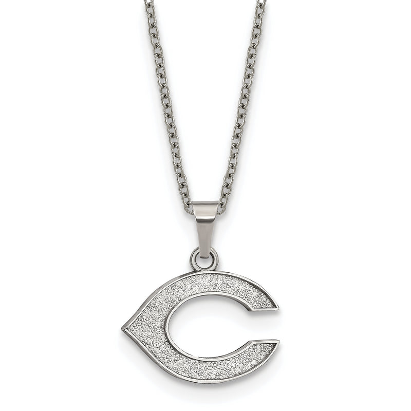 Stainless Steel Major League Baseball LogoArt Cincinnati Reds Letter C Pendant Necklace