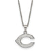 Stainless Steel Major League Baseball LogoArt Cincinnati Reds Letter C Pendant Necklace