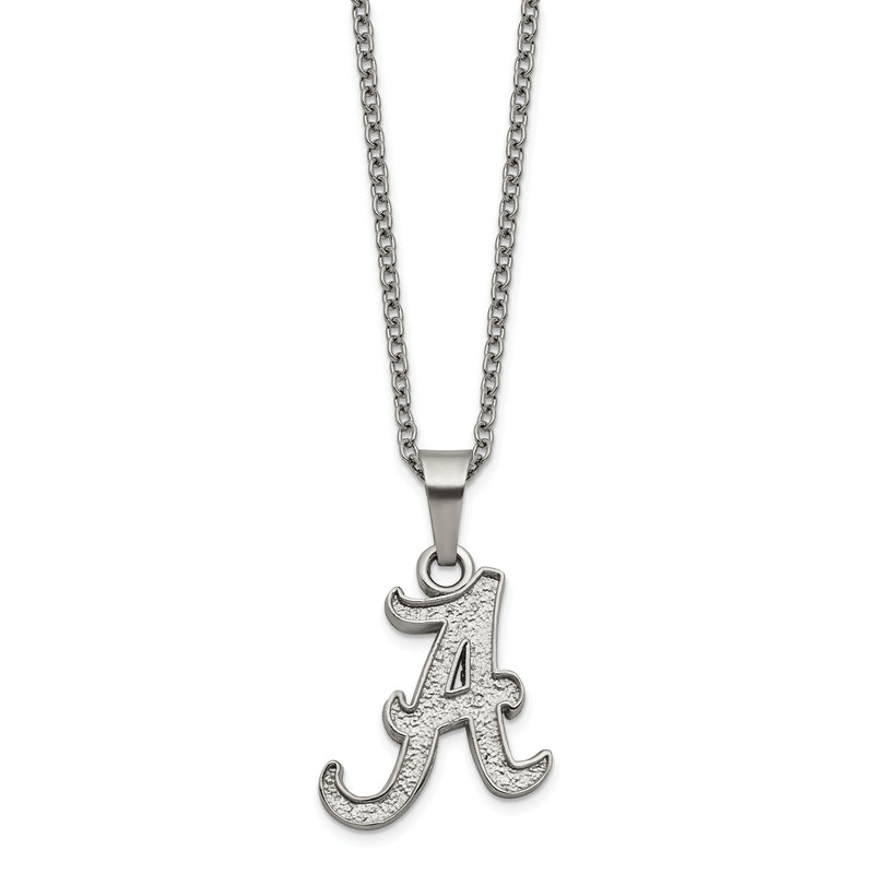 Stainless Steel LogoArt University of Alabama Letter A Pendant 18 inch Necklace with 2 inch Extender