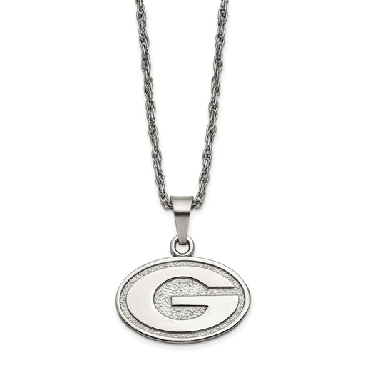 Stainless Steel LogoArt University of Georgia Letter G 18 inch Necklace with 2 inch Extender